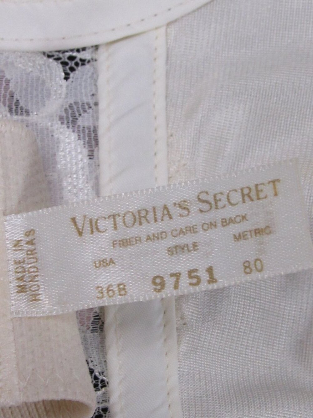 Vintage VICTORIA'S SECRET Ivory Lace Back Closure Unpadded Corset Bustier 36B - Picture 3 of 3